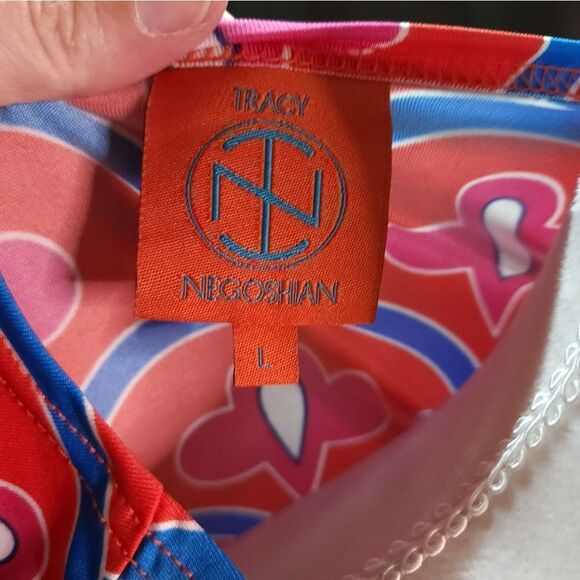 Tracy Negoshian Red Geometric Print Sheath Dress Size Large - Picture 8 of 10